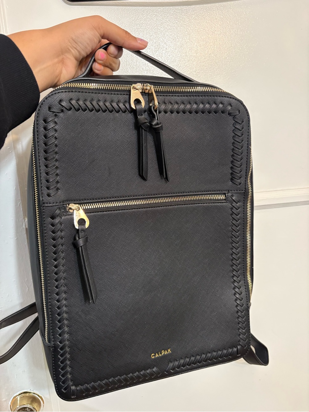 CALPAK Kaya Faux Leather Laptop Backpack Black - Picture 2 of 9